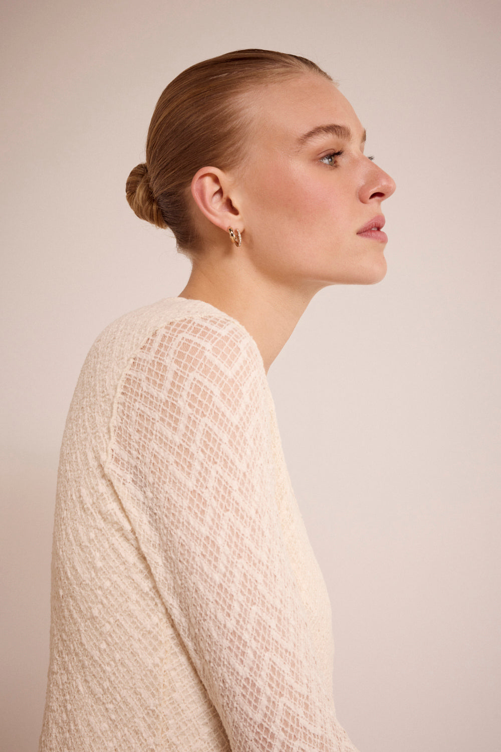 TRAMONTANA TOP STRETCH LACE STONE