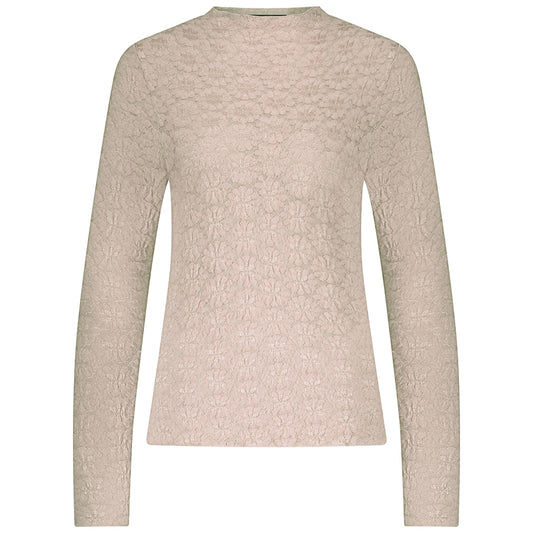 TRAMONTANA TOP BRUSHED STRETCH LACE STONE