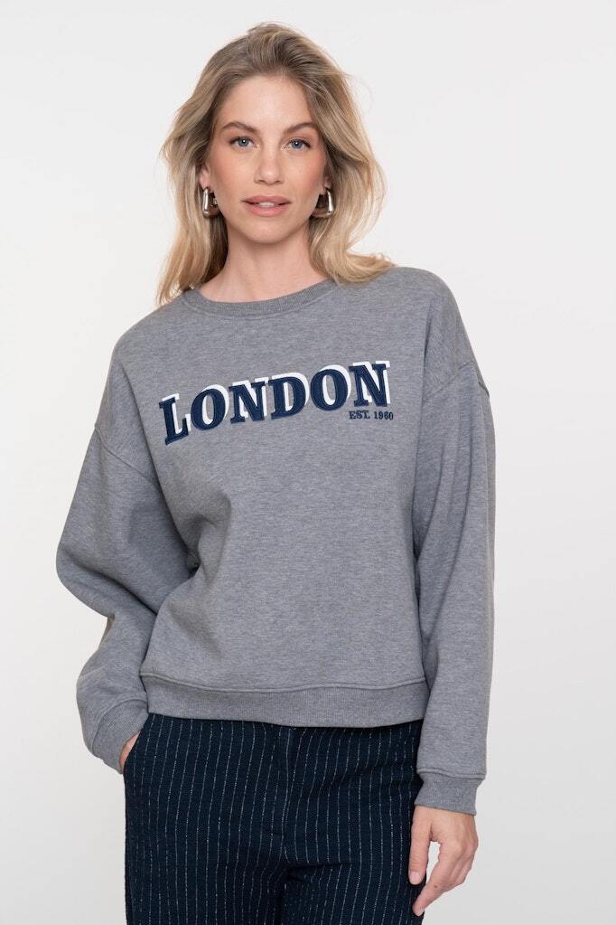 GEISHA SWEATER LONDON GREY MELANGE/NAVY