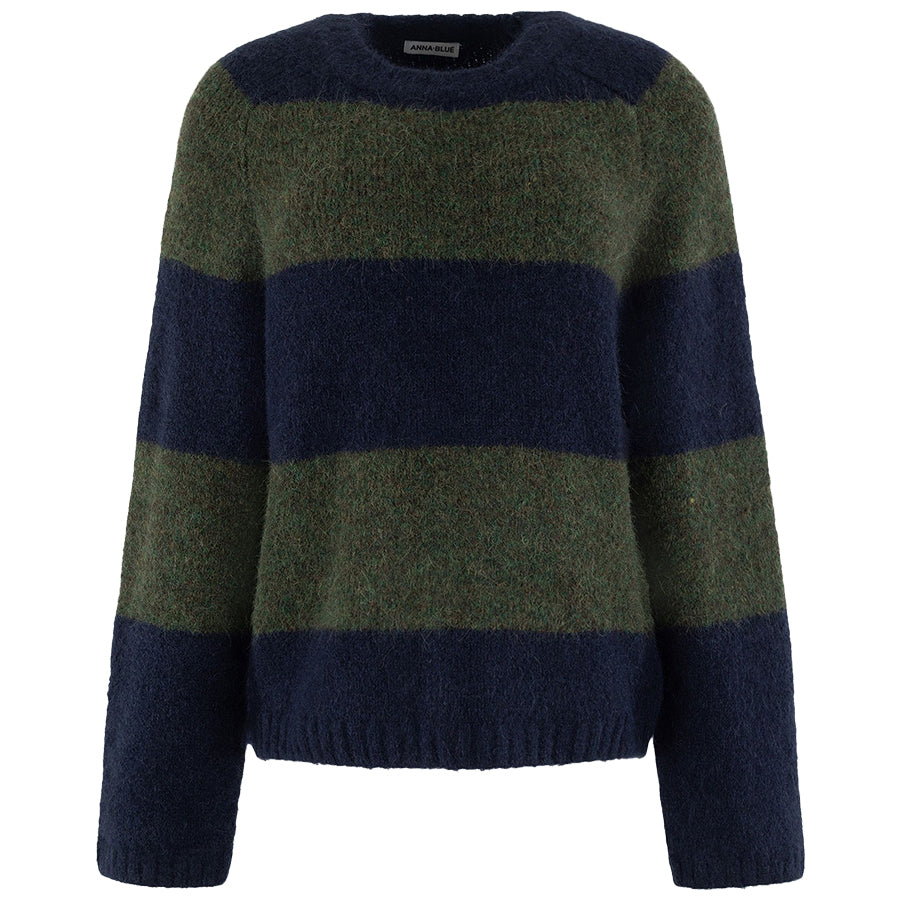 ANNA BLUE TRUI DESSIE OLIVE STRIPE