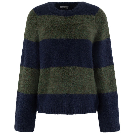 ANNA BLUE TRUI DESSIE OLIVE STRIPE