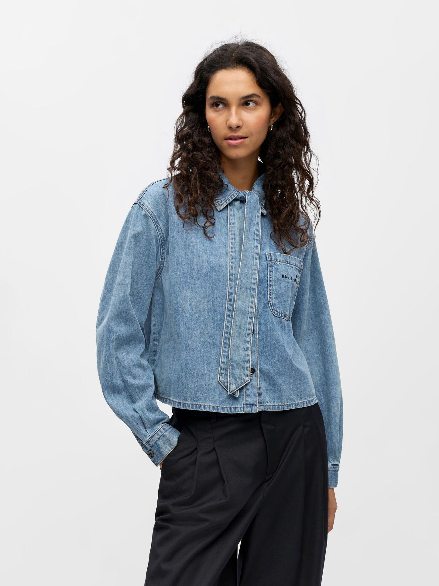 OBJECT BLOUSE VILMA MEDIUM BLUE DENIM